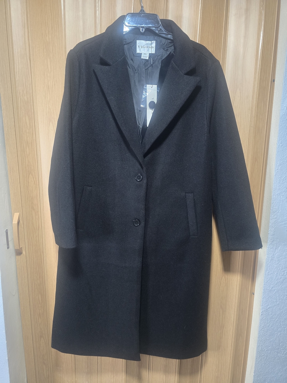 Vigoss Women's Black Single-Breasted Wool-Blend Pea Coat